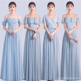 Chiffon Blue Mismatched Cheap Bridesmaid Dresses Online, WG758