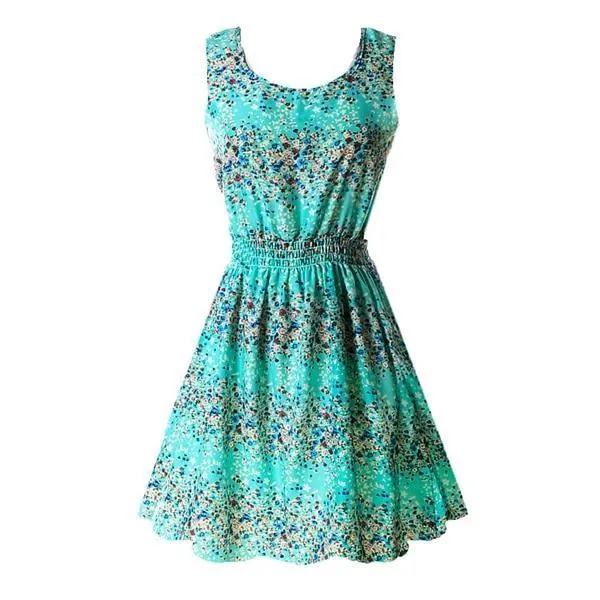 Chiffon Sleeveless Sundress Beach Floral Tank Mini Dress