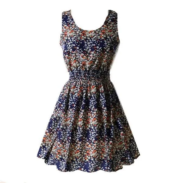 Chiffon Sleeveless Sundress Beach Floral Tank Mini Dress