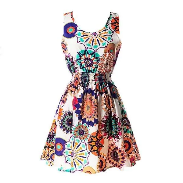 Chiffon Sleeveless Sundress Beach Floral Tank Mini Dress