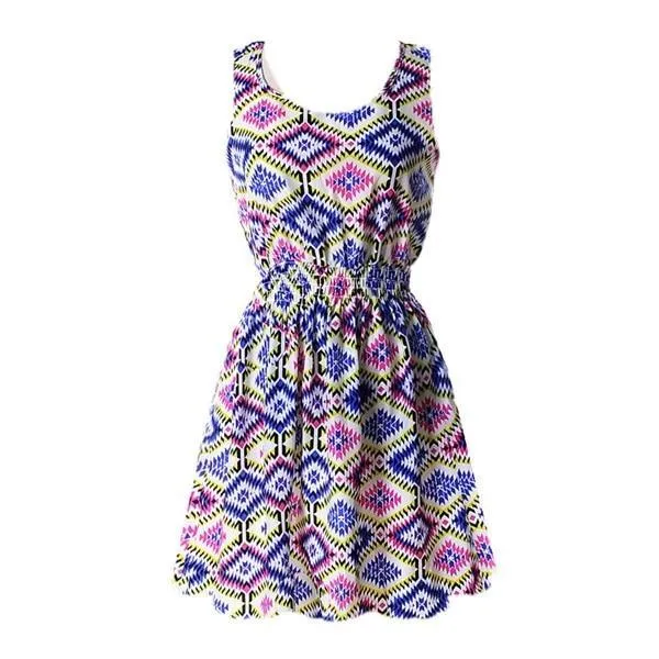 Chiffon Sleeveless Sundress Beach Floral Tank Mini Dress