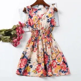 Chiffon Sleeveless Sundress Beach Floral Tank Mini Dress