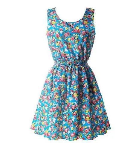 Chiffon Sleeveless Sundress Beach Floral Tank Mini Dress