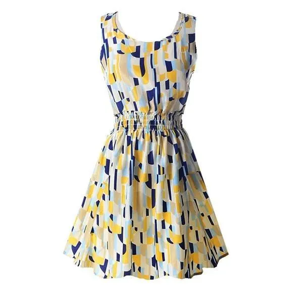 Chiffon Sleeveless Sundress Beach Floral Tank Mini Dress