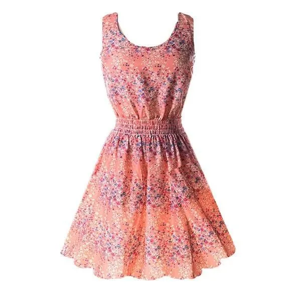 Chiffon Sleeveless Sundress Beach Floral Tank Mini Dress