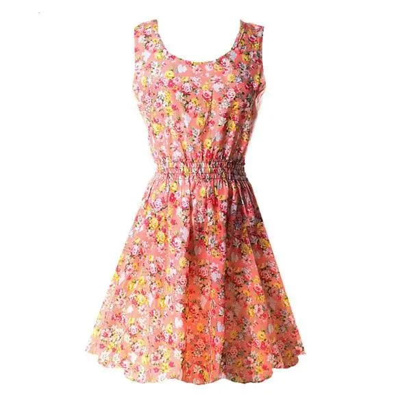 Chiffon Sleeveless Sundress Beach Floral Tank Mini Dress