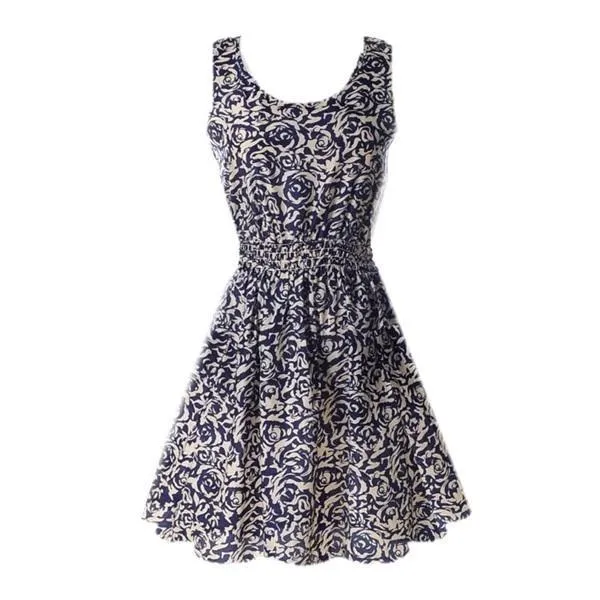 Chiffon Sleeveless Sundress Beach Floral Tank Mini Dress