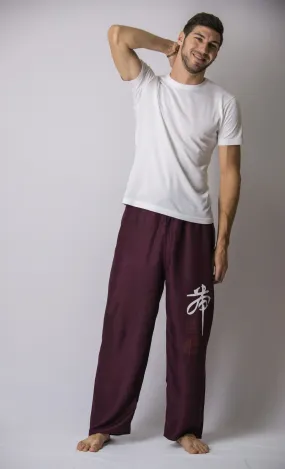 Chinese Writing Men's Thai Yoga Pants in Purple