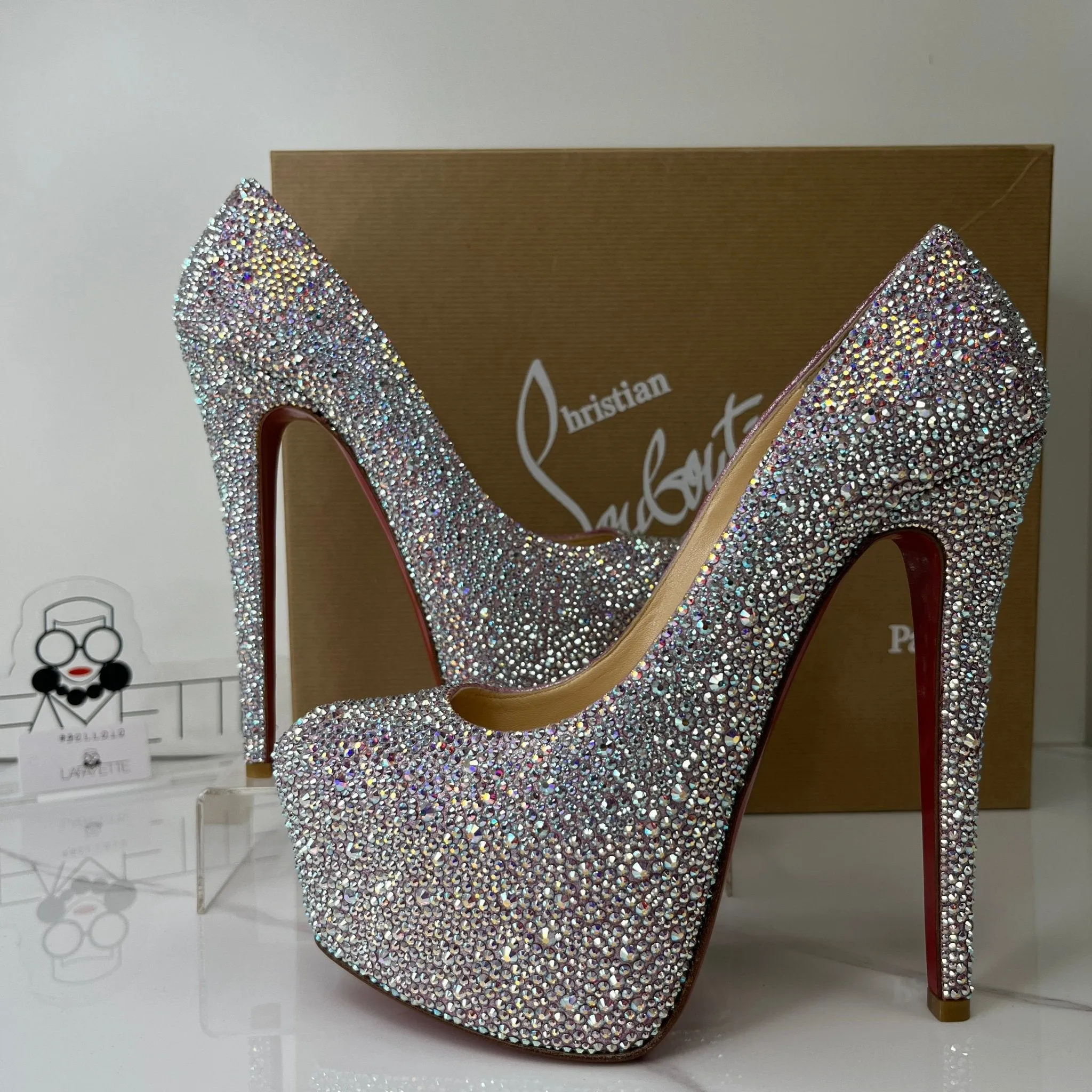 Christian Louboutin Crystal Suede Burma Daffodile Strass 160 Pumps - Size 37.5