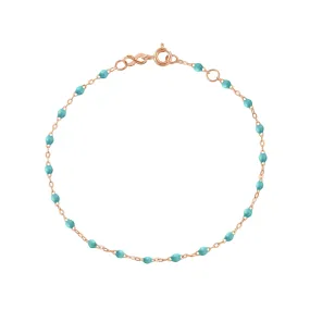 Classic Gigi Turquoise Green Anklet, Rose Gold, 9.4"