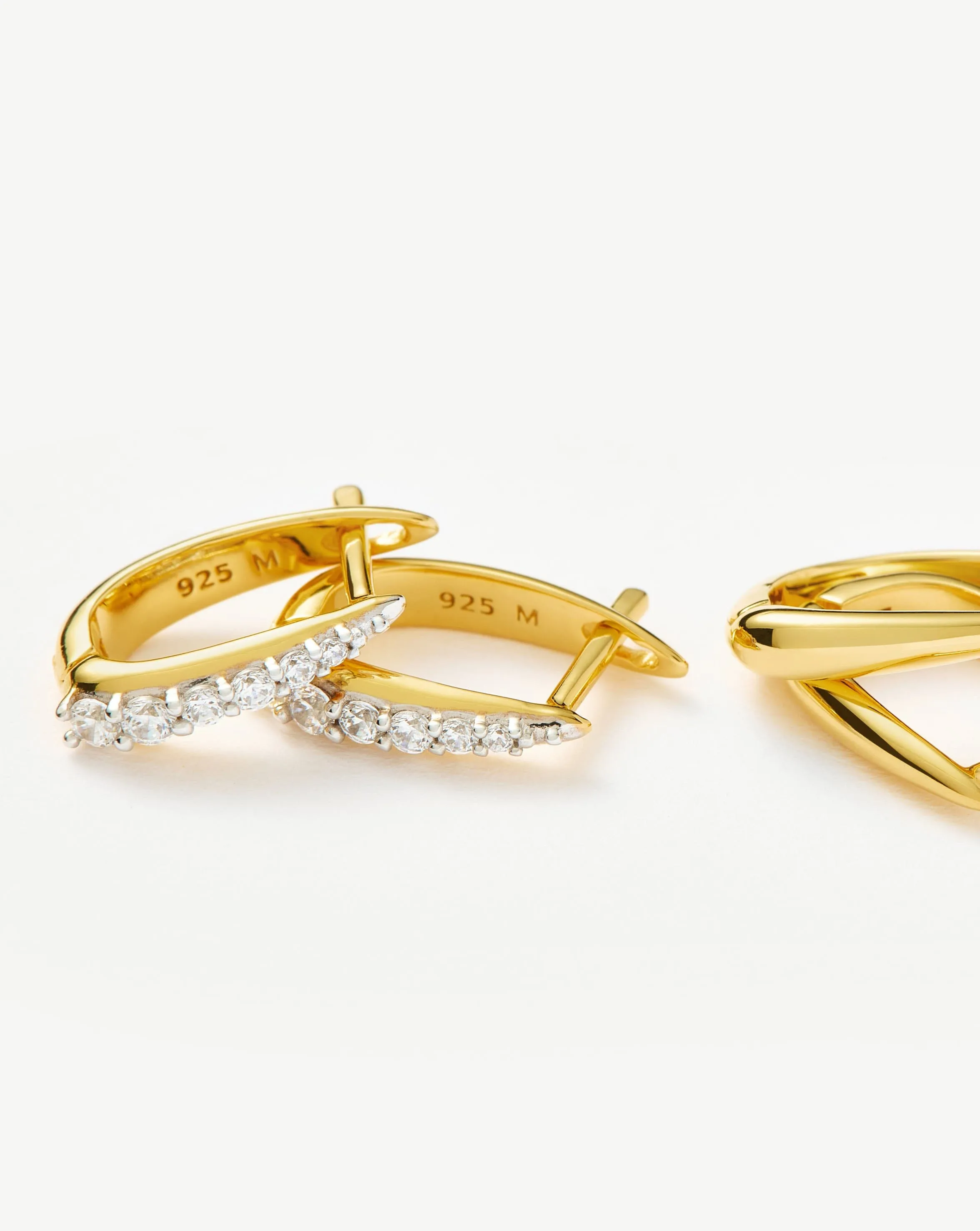 Claw Pave Huggies Earring Set | 18ct Gold Plated Vermeil/Pavé