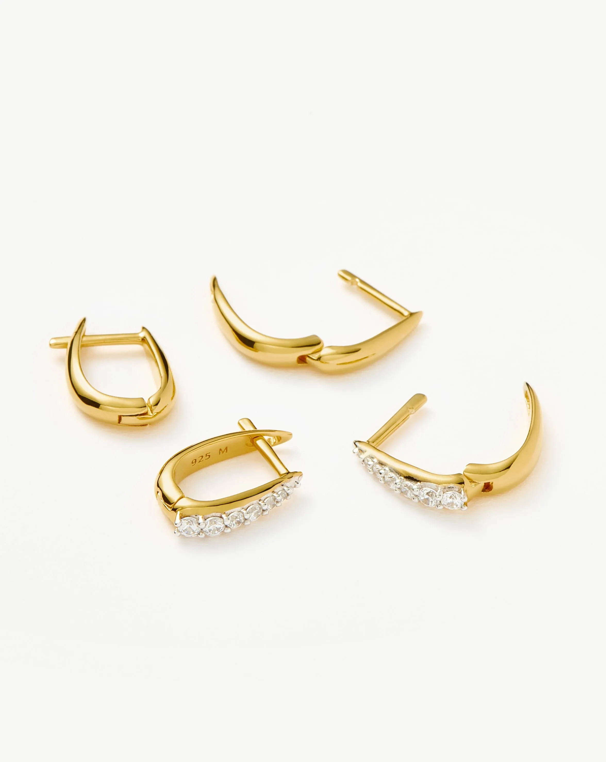 Claw Pave Huggies Earring Set | 18ct Gold Plated Vermeil/Pavé