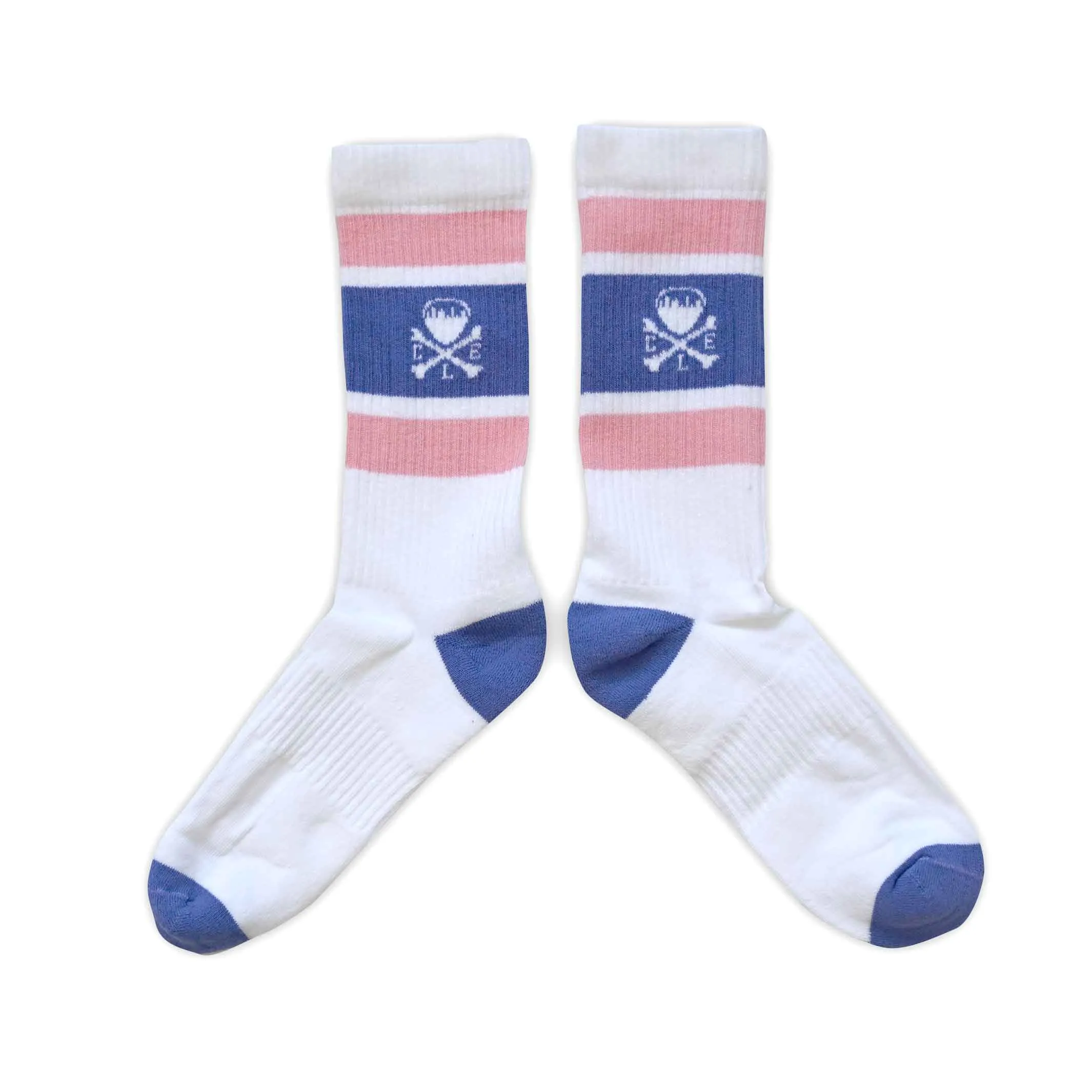 CLE Logo - Striped Crew Socks - Purple/Pink