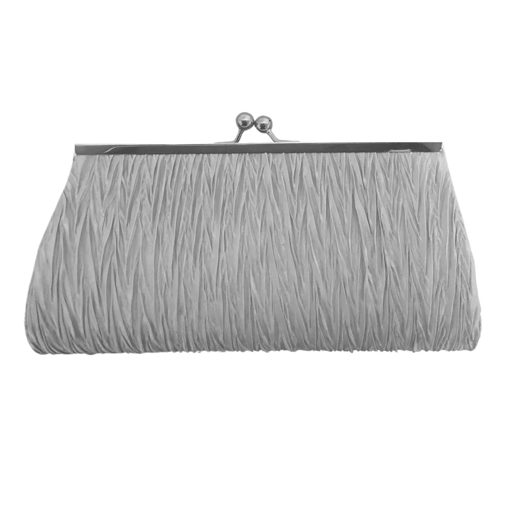 CLEARANCE PLEATED EVENING BAG IN SILVER (CASE OF 48 - $1.50 / PIECE)  Wholesale Silver Pleated Evening Bag SKU: EB1020-PLEATED-SIL-48