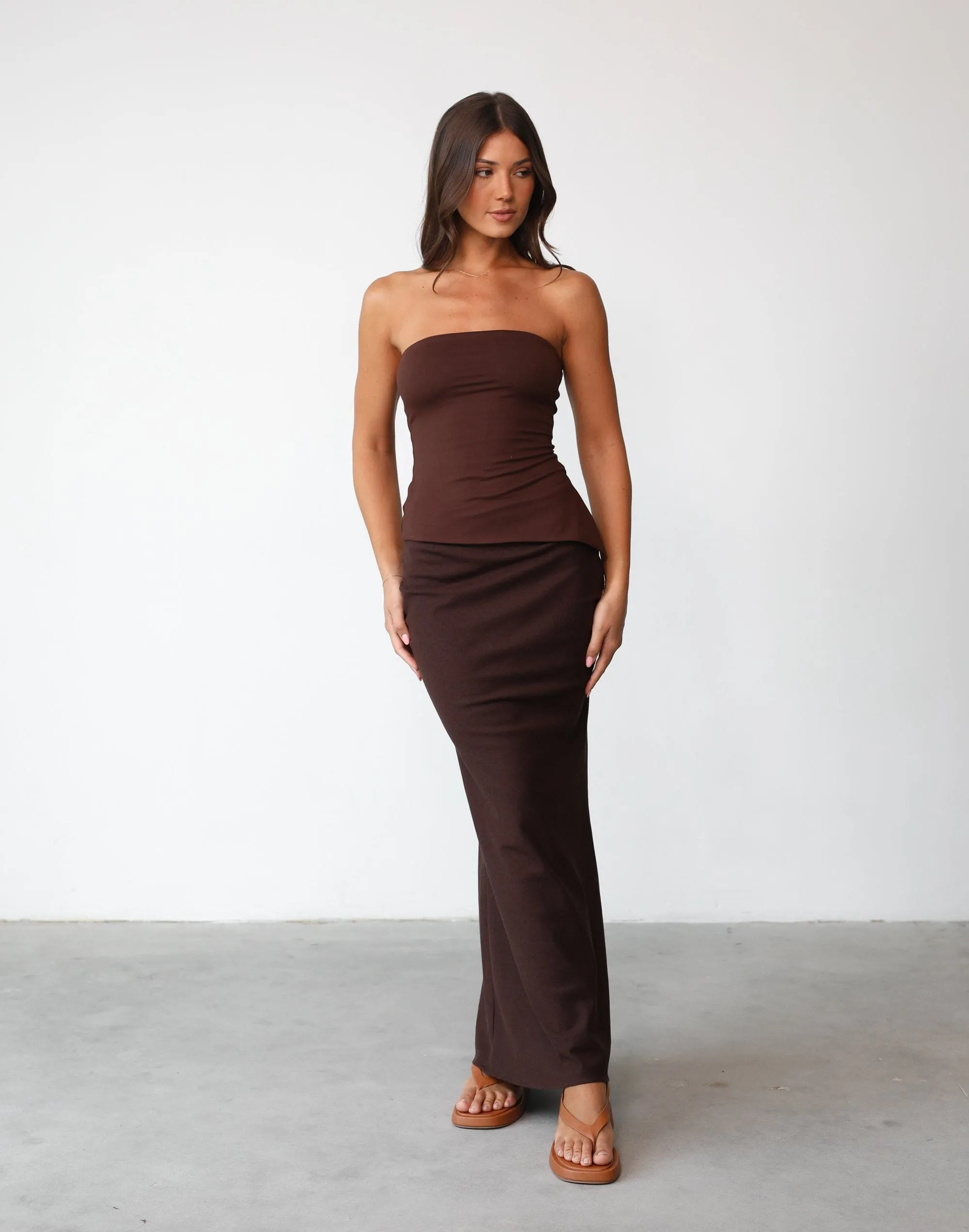 Cleo Linen Maxi Skirt (Chocolate)