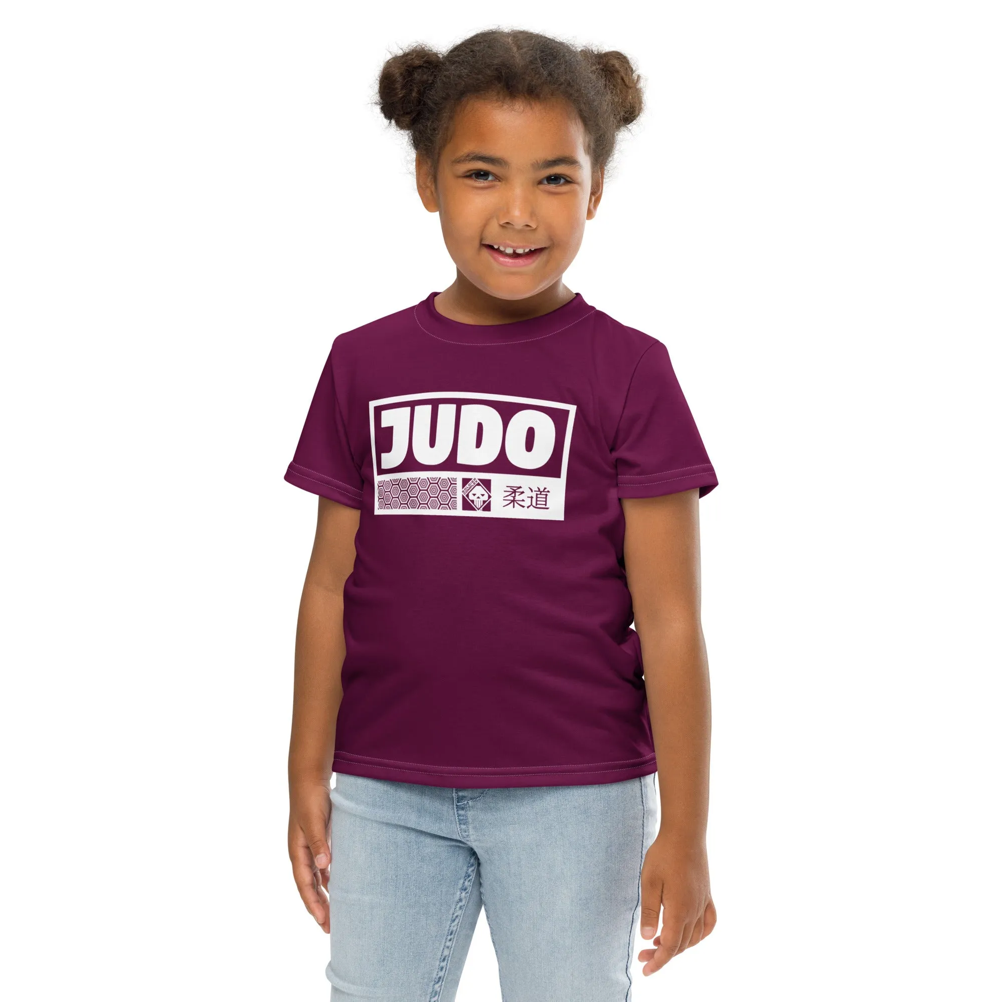 Colorful Confidence: Girl's Short Sleeve Judo Rash Guard - Tyrian Purple