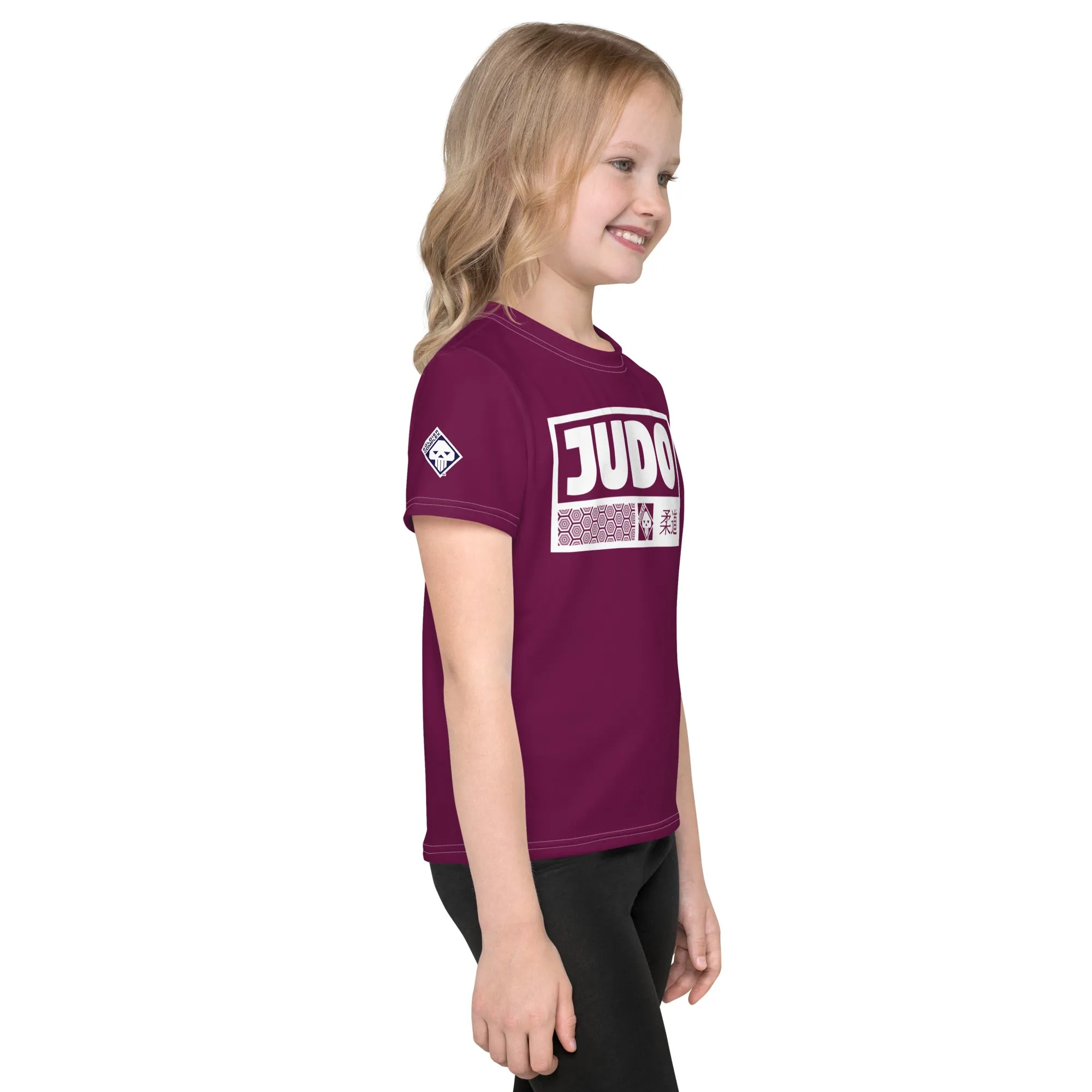 Colorful Confidence: Girl's Short Sleeve Judo Rash Guard - Tyrian Purple