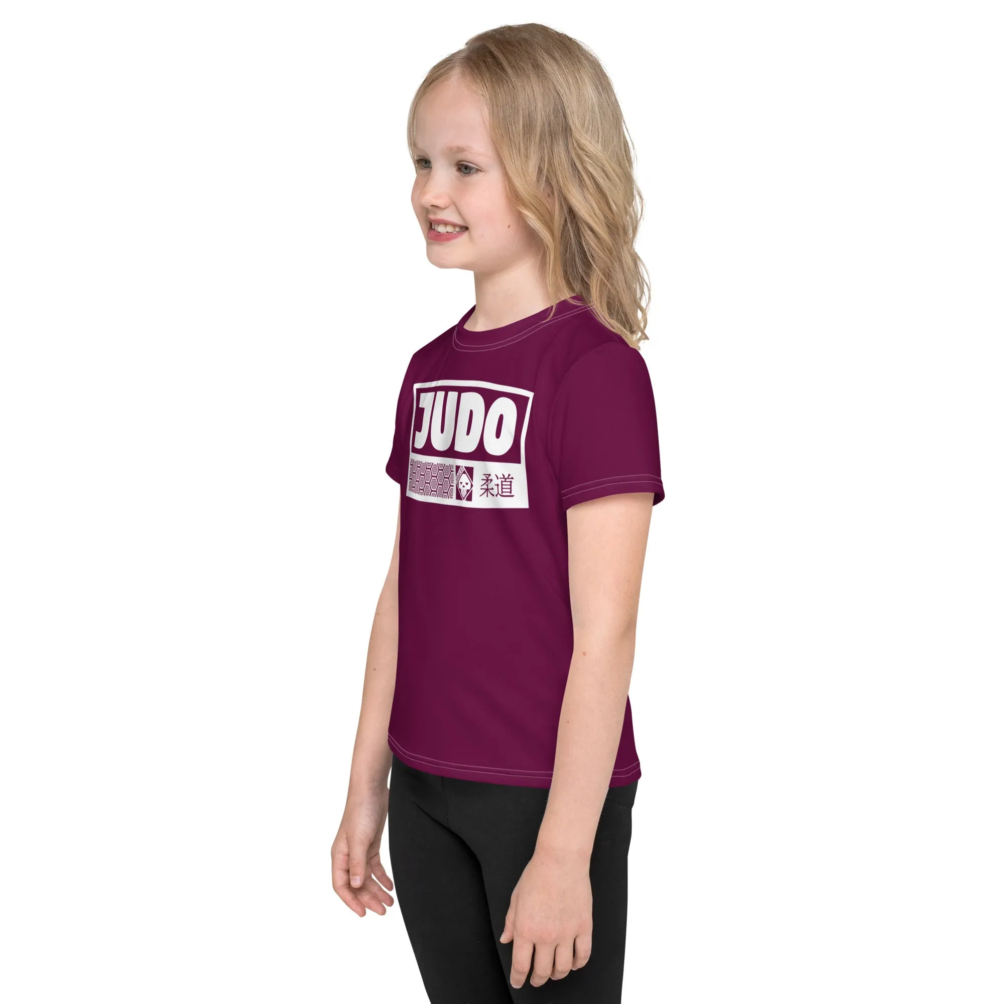 Colorful Confidence: Girl's Short Sleeve Judo Rash Guard - Tyrian Purple