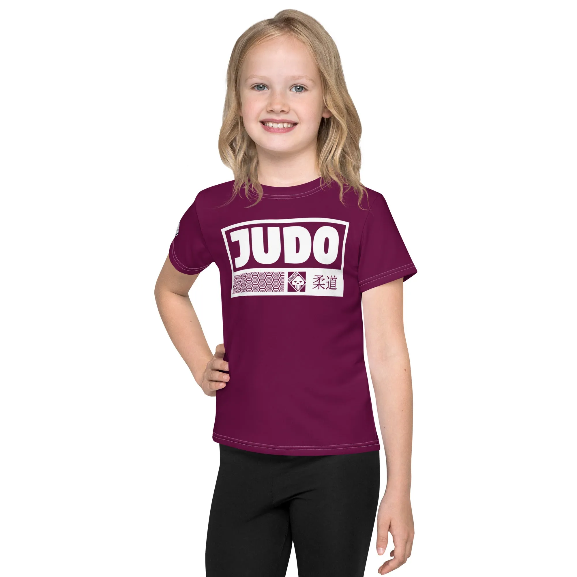 Colorful Confidence: Girl's Short Sleeve Judo Rash Guard - Tyrian Purple