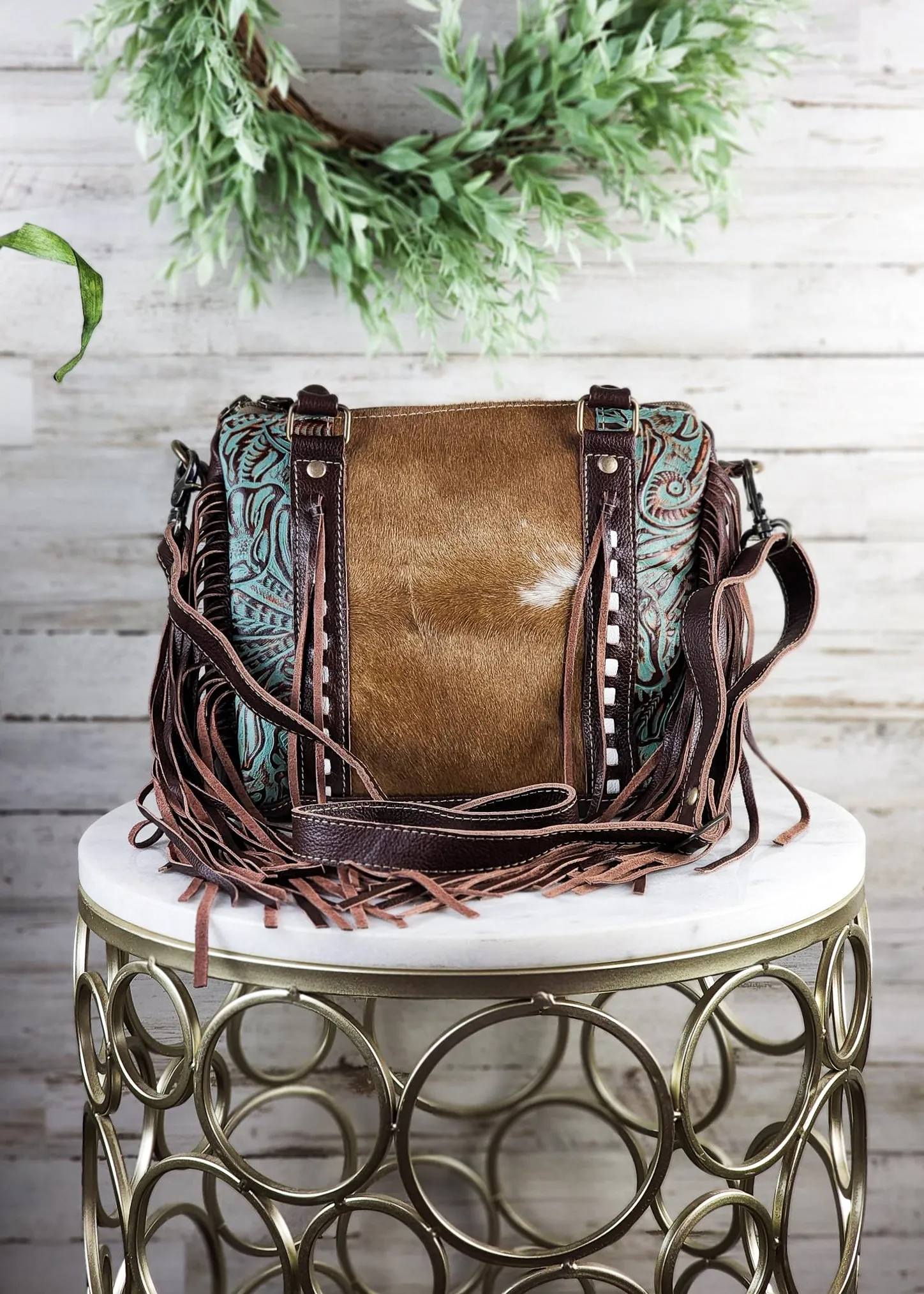 Concealed Carry Lopin' Cowhide Crossbody Handbag