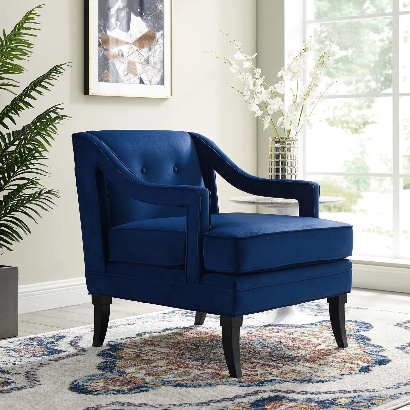 Concur Button Tufted Performance Velvet Armchair