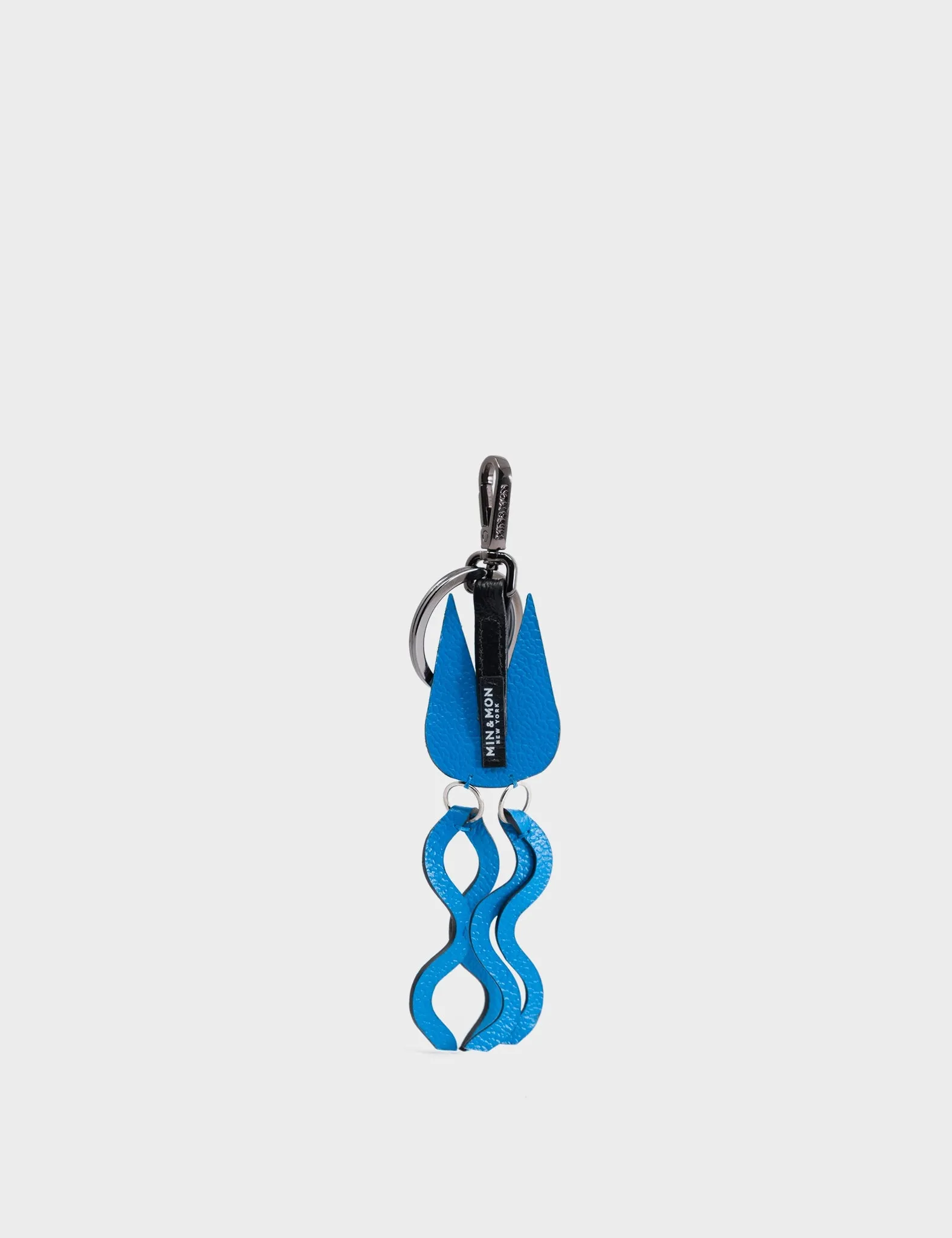 Cosmic Cat Charm - Blue Leather Keychain