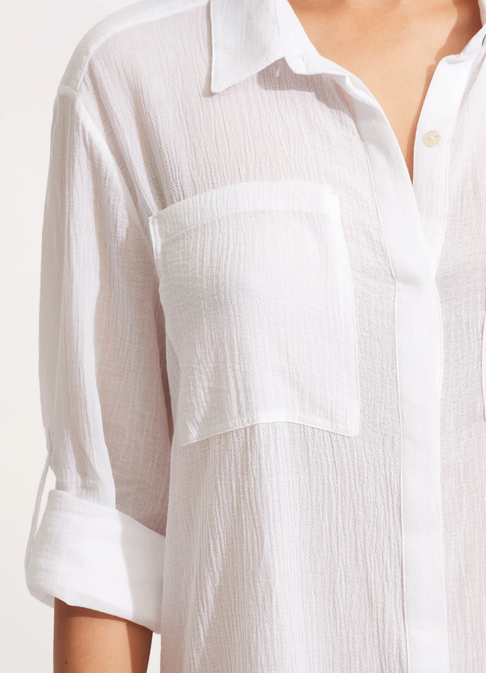 Crinkle Twill Beach Shirt - White