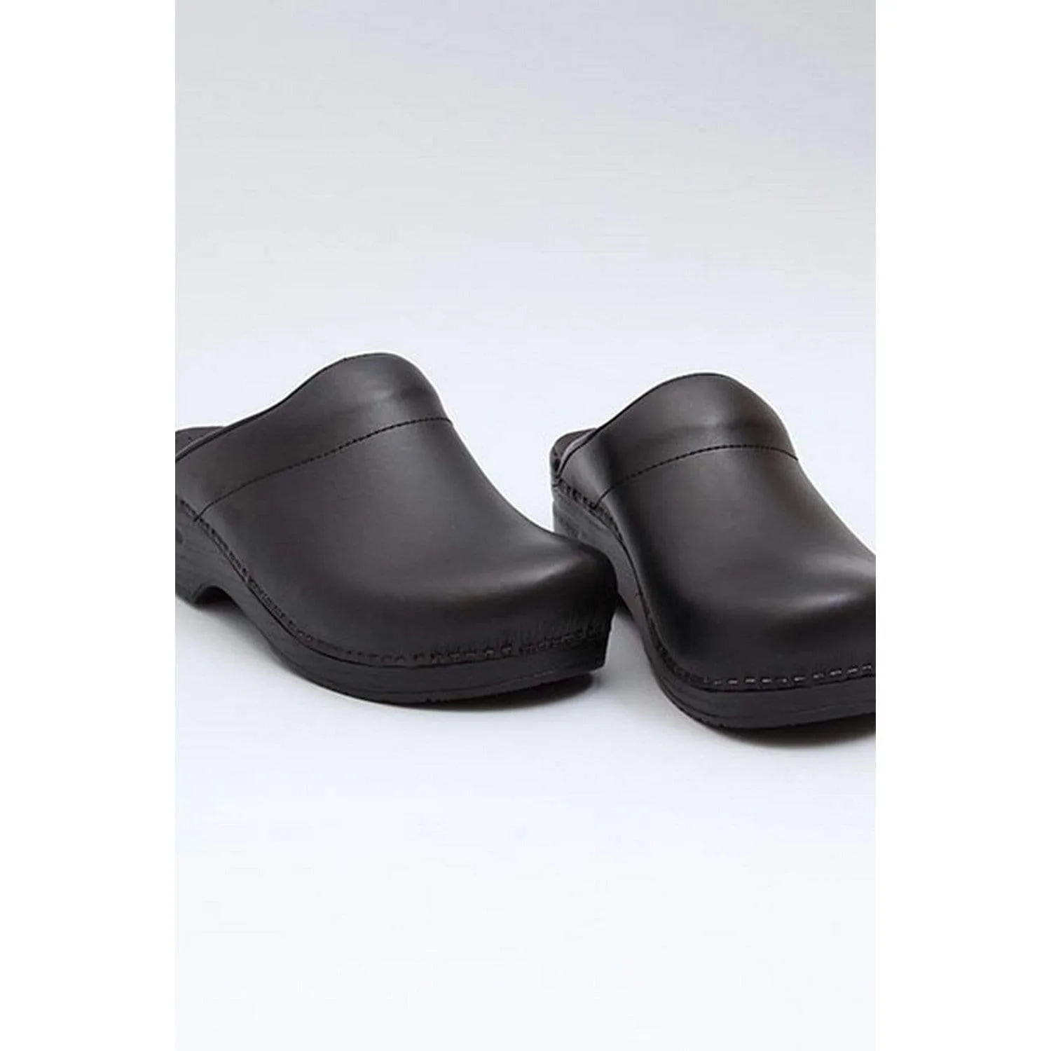 DANSKO Men's Karl Open Back Black Box Leather Clogs