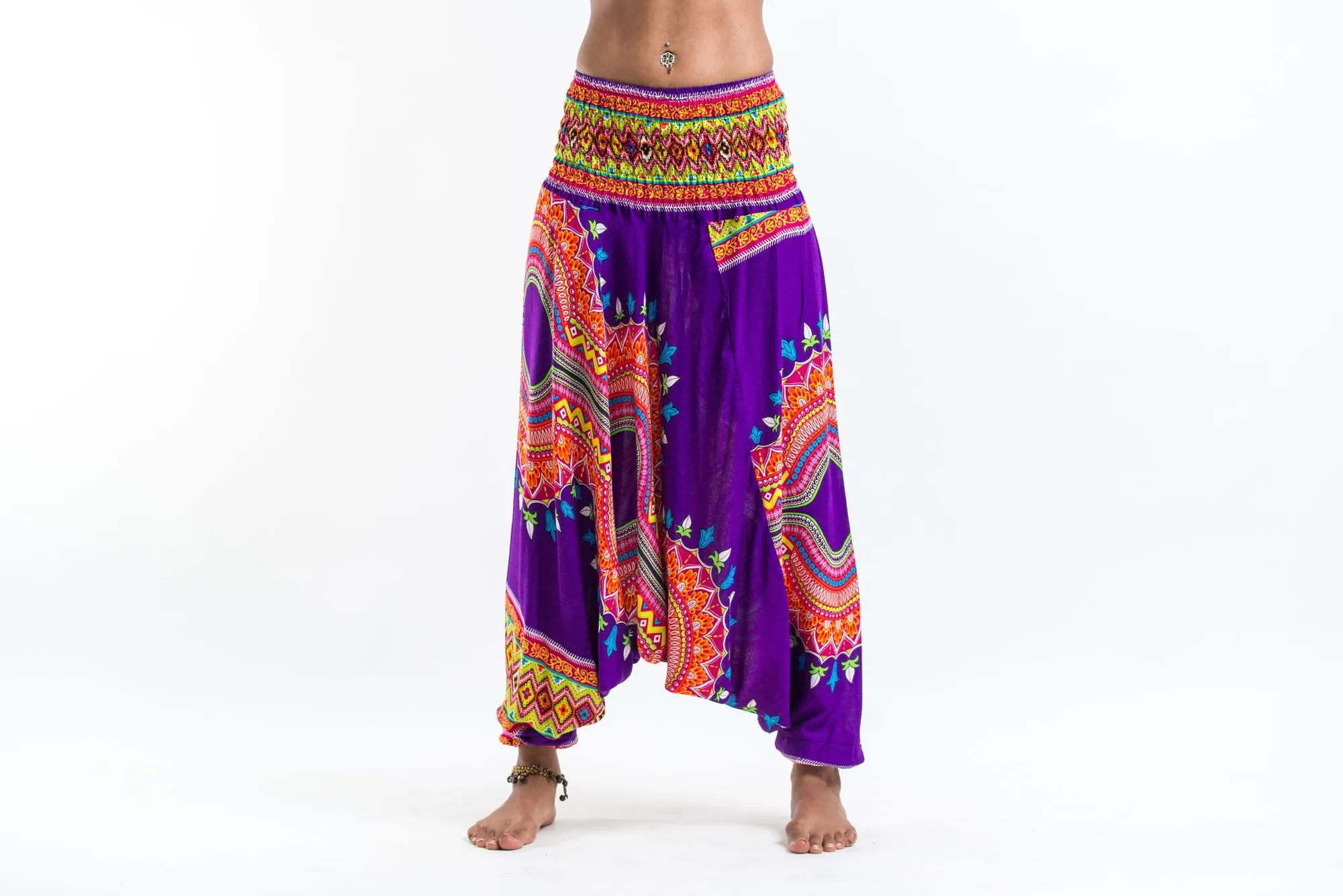 Dashiki Prints 2-in-1 Jumpsuit Harem Pants in Purple