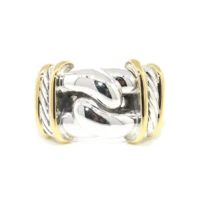 David Yurman Cable and Knot Sterling Silver and Gold Ring Size 6