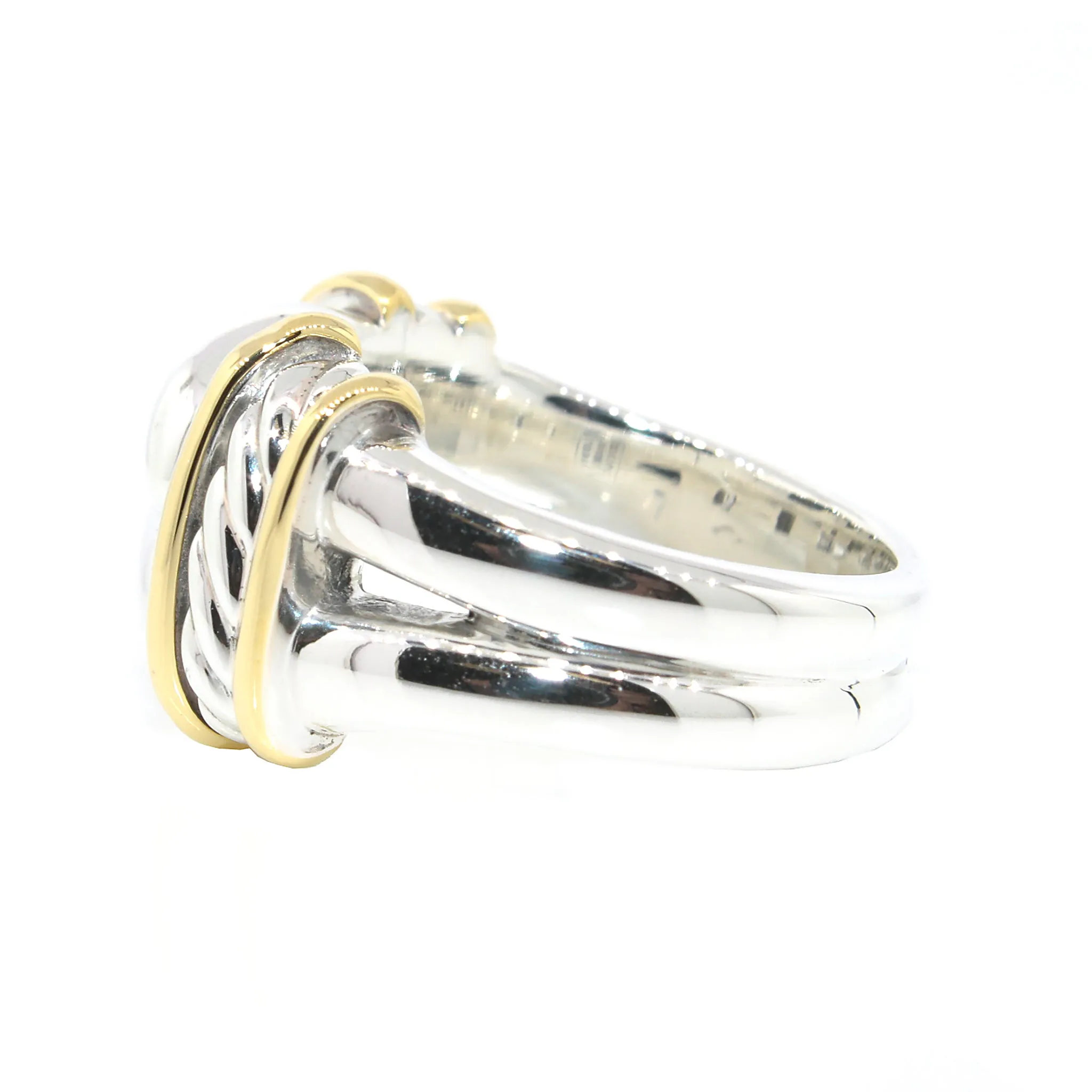 David Yurman Cable and Knot Sterling Silver and Gold Ring Size 6