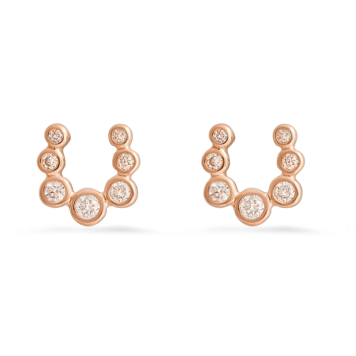 Diamond Bezel Horseshoe Stud Earrings