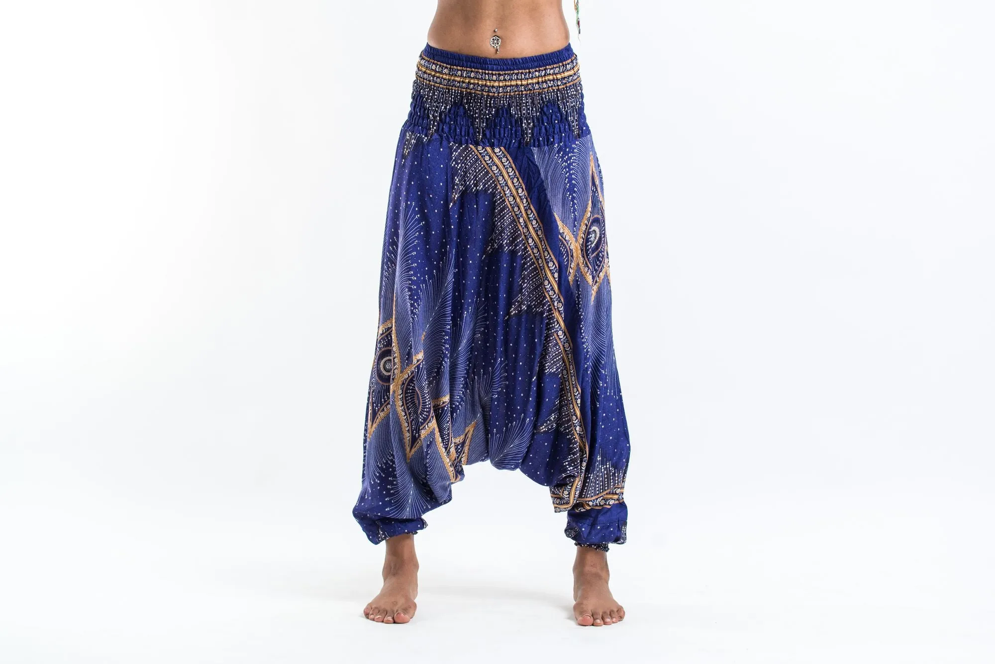 Diamond Peacock 2-in-1 Jumpsuit Harem Pants in Blue