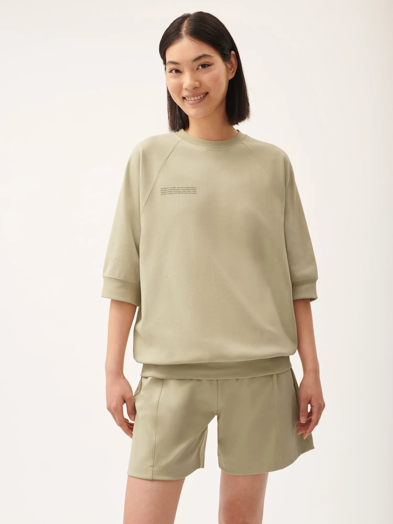 DNA Double Jersey Short Sleeve Top—maitake beige