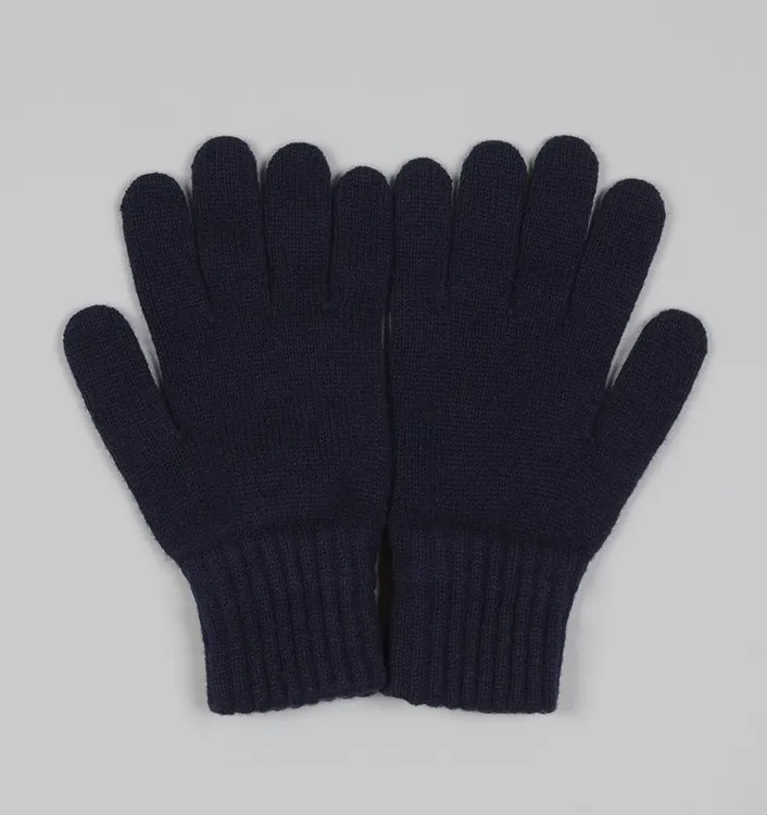 Drake´s Lambswool Knitted Gloves / Navy