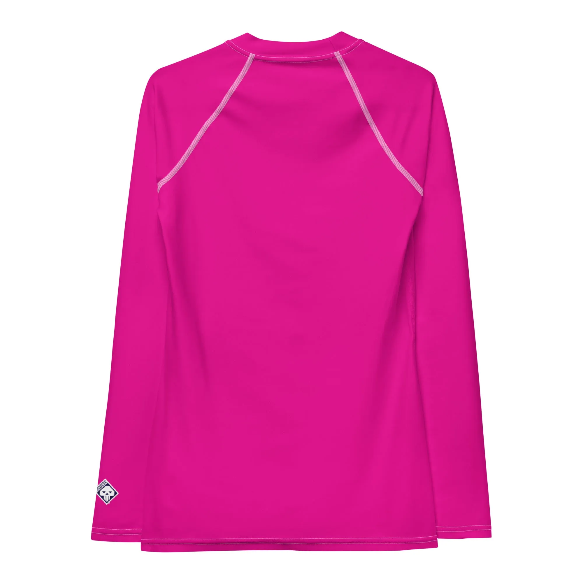 Elegant Essentials: Long Sleeve Solid Color Rash Guard for Women - Hollywood Cerise