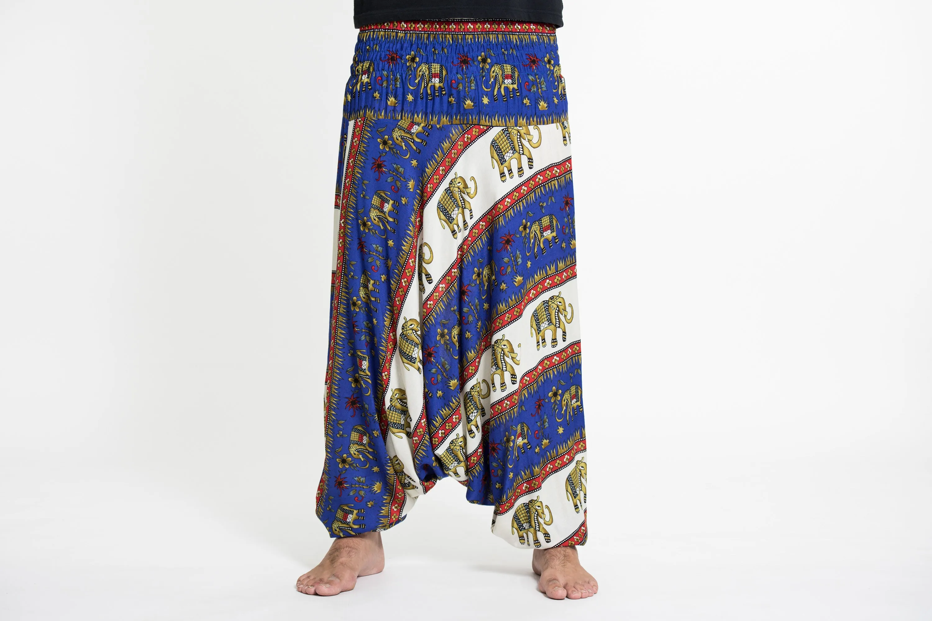 Elephant Bliss Drop Crotch Men's Elephant Pants in Blue