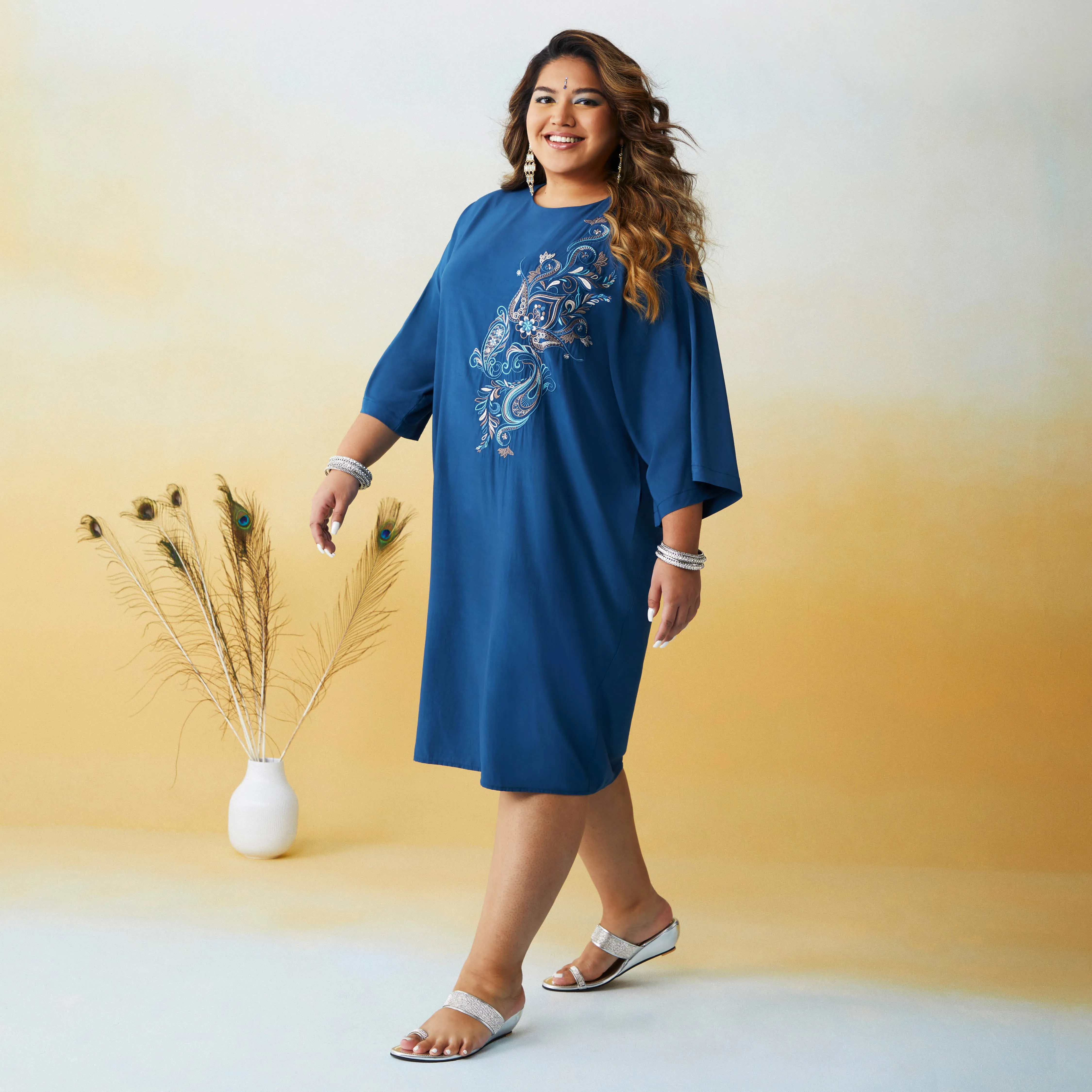 Embroidered Kaftan Dress