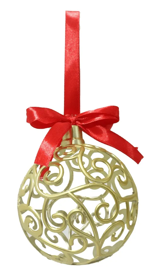 Filagree Bauble with Red Bow 3 Asst (10cm)