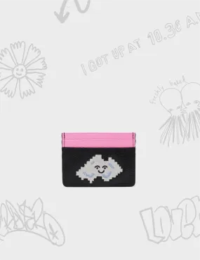 Filium Pink and Black Leather Cardholder - Cloud Applique