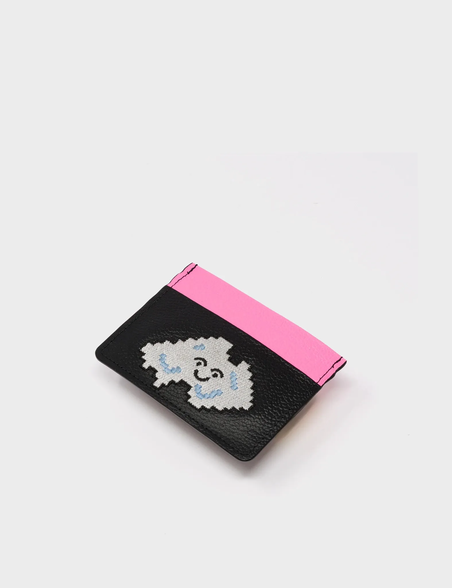 Filium Pink and Black Leather Cardholder - Cloud Applique