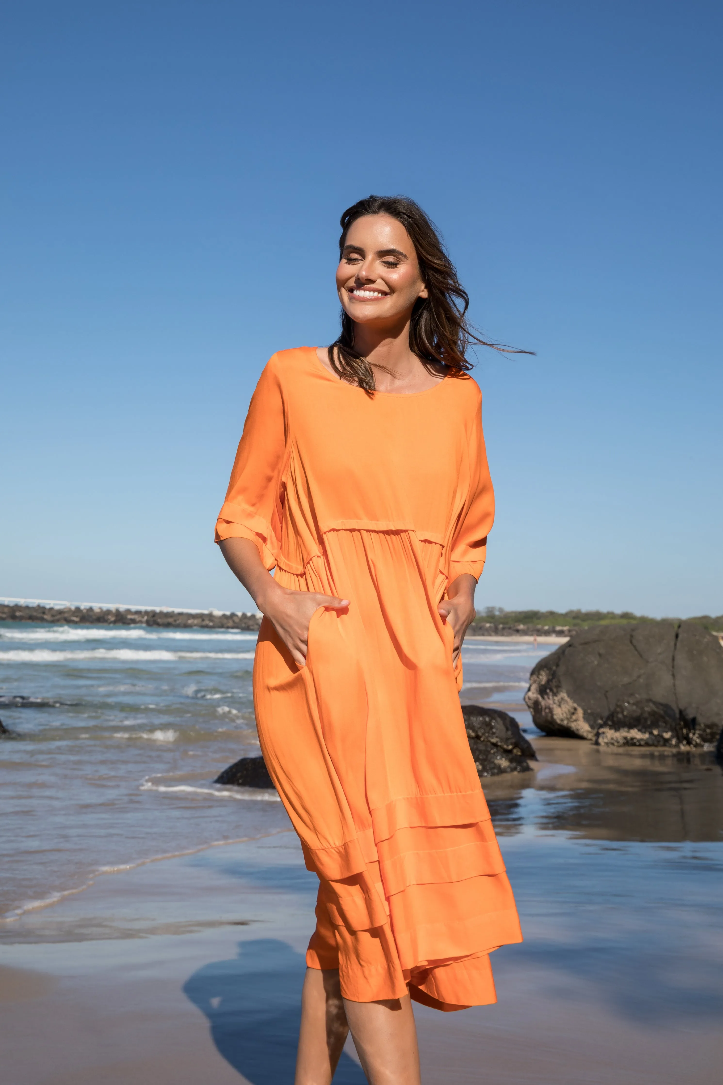 FINAL SALE Kingsley Dress in Tangelo Orange