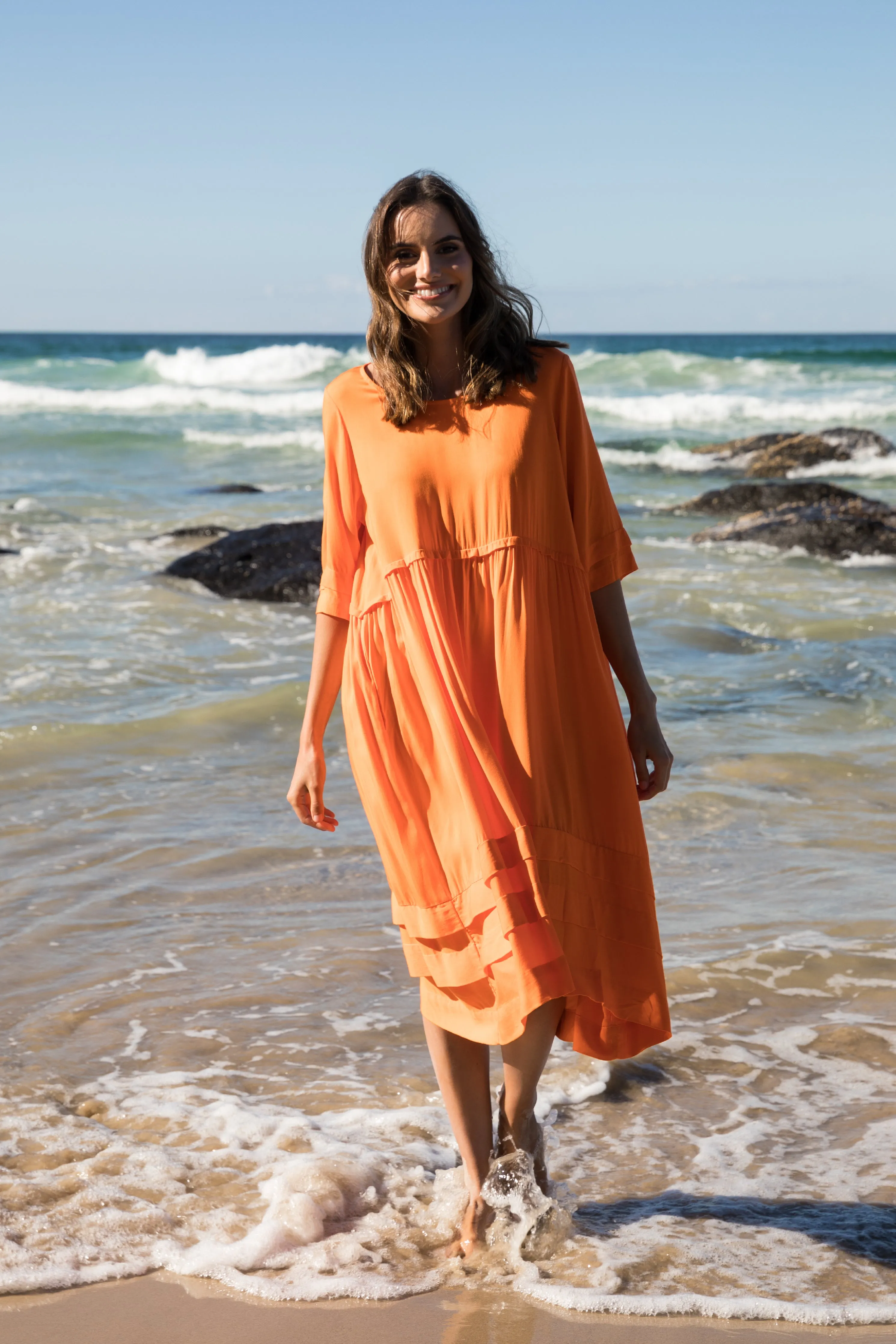 FINAL SALE Kingsley Dress in Tangelo Orange