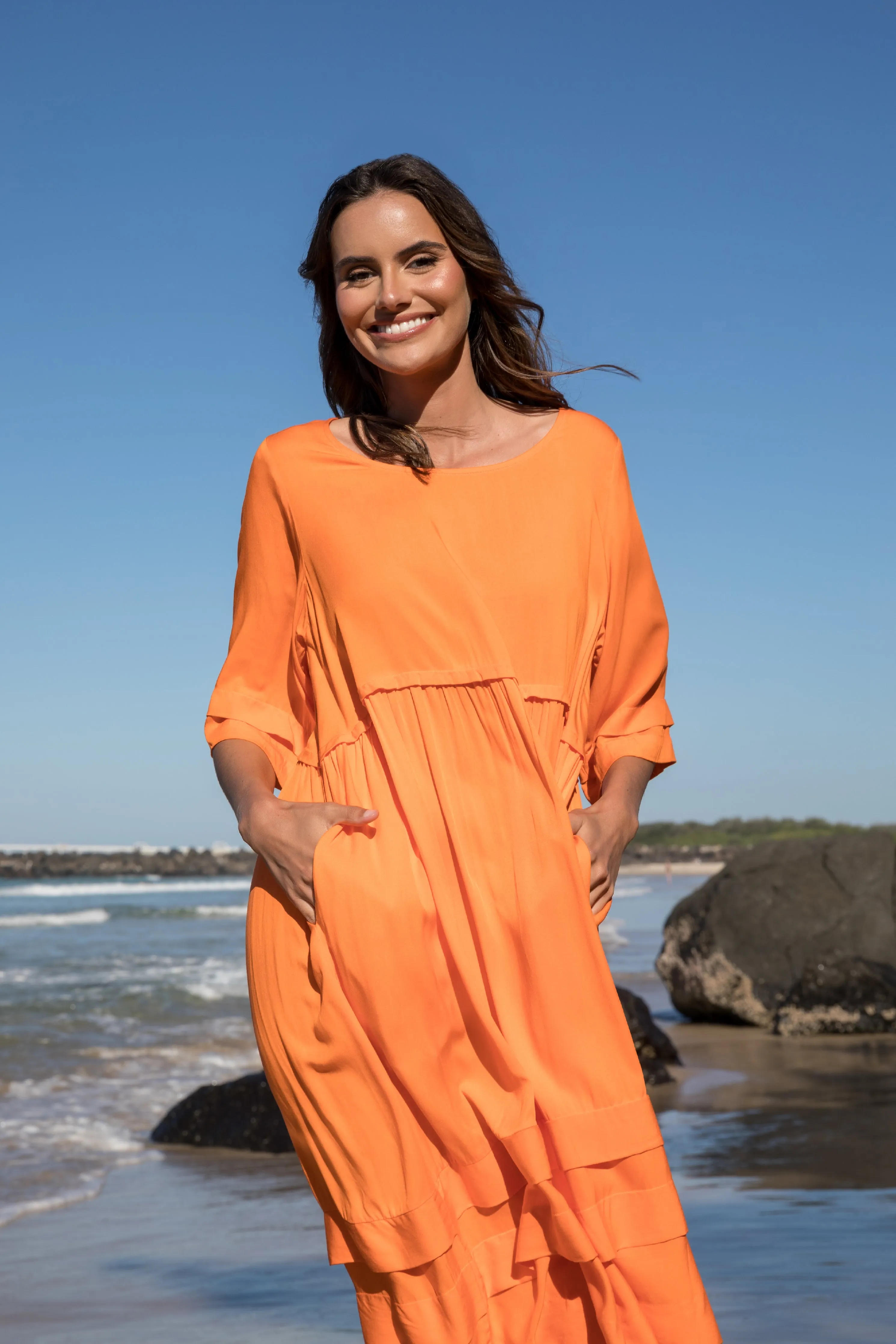 FINAL SALE Kingsley Dress in Tangelo Orange