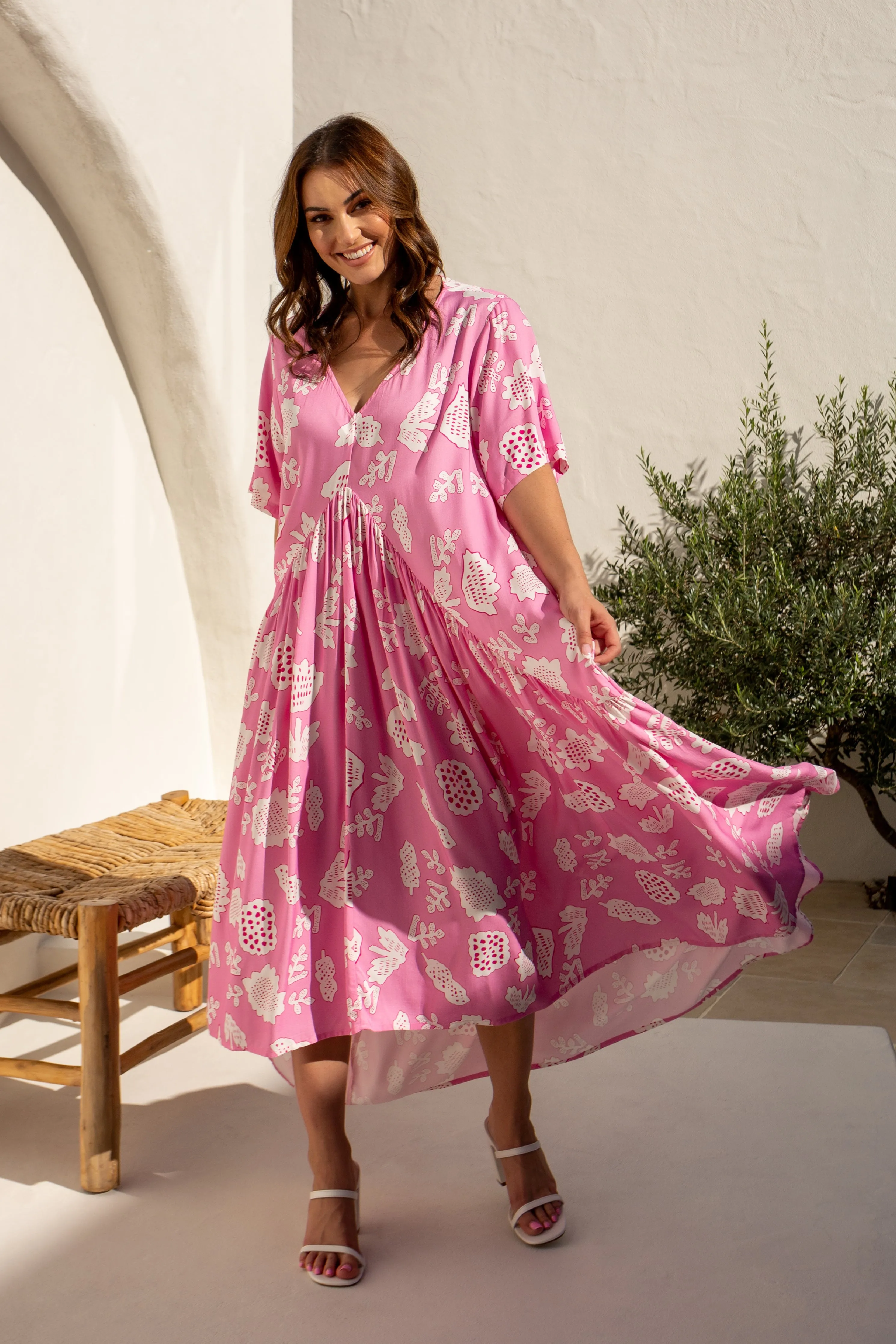 FINAL SALE Peak Maxi Dress in Fuchsia Parfait