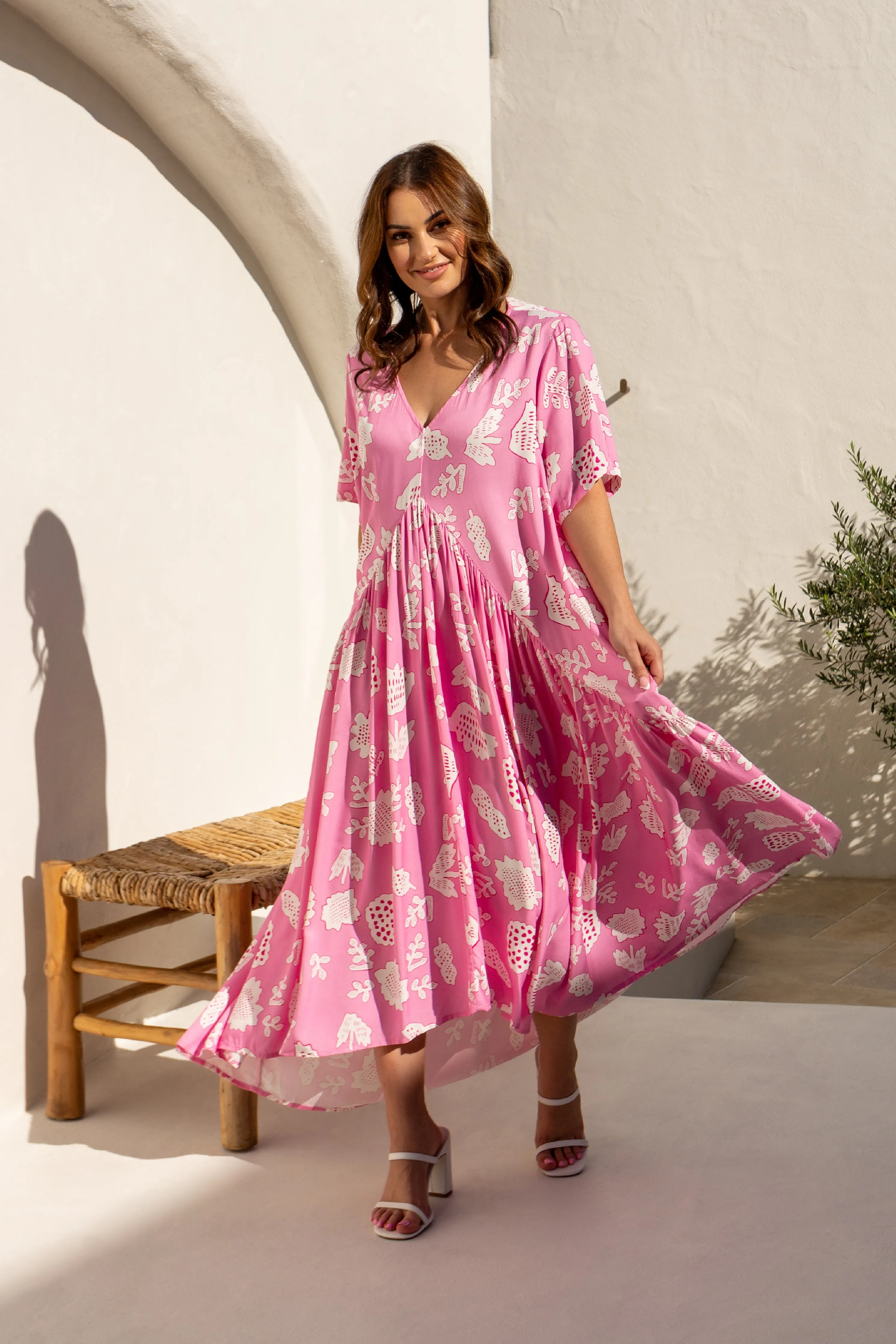 FINAL SALE Peak Maxi Dress in Fuchsia Parfait