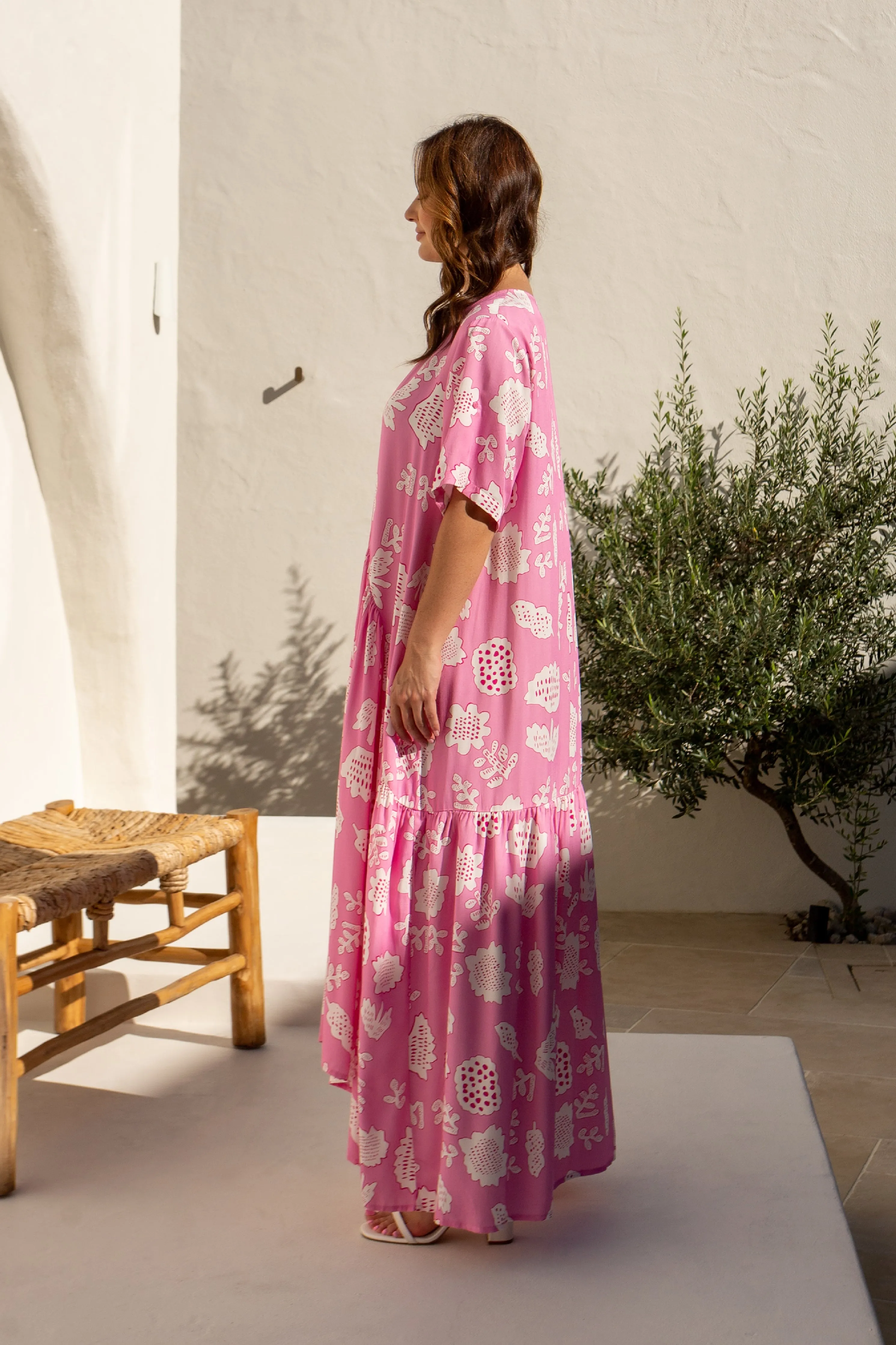 FINAL SALE Peak Maxi Dress in Fuchsia Parfait