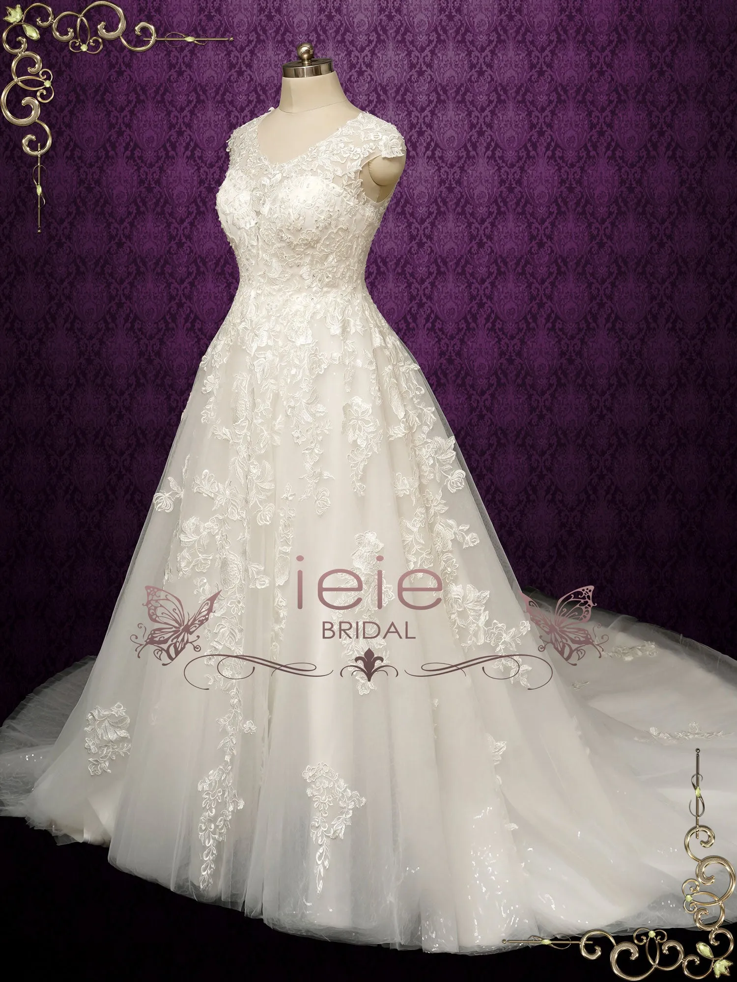 Floral Lace A-Line Wedding Dress KEISHA