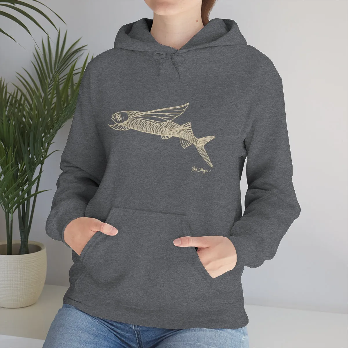 Flying Fish Drawing Warm Hoodie