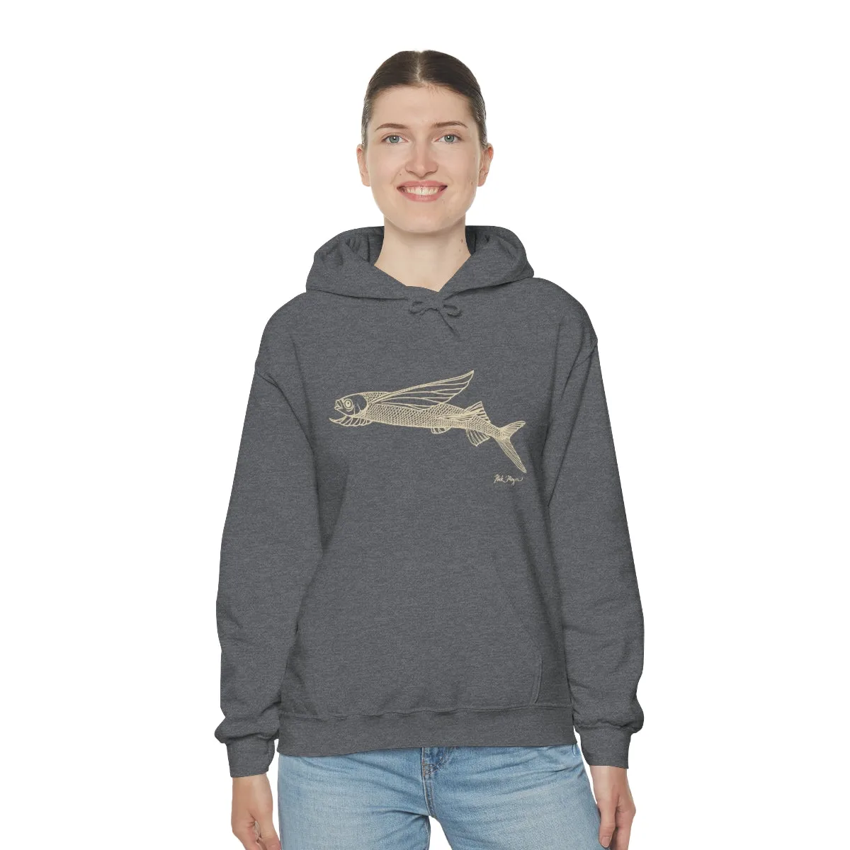 Flying Fish Drawing Warm Hoodie